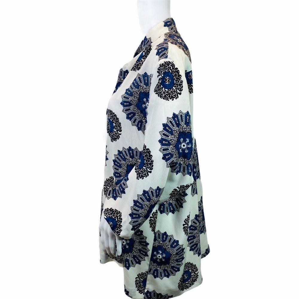 Eskandar Top Silk Button Up Ivory w Medallion - Picture 2 of 4